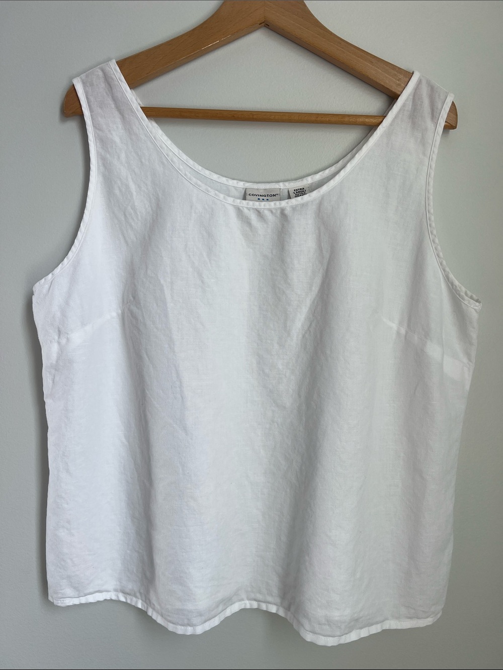 Covington | Women’s White Linen Cotton Blend Scoop Neck Tank Top Size XL